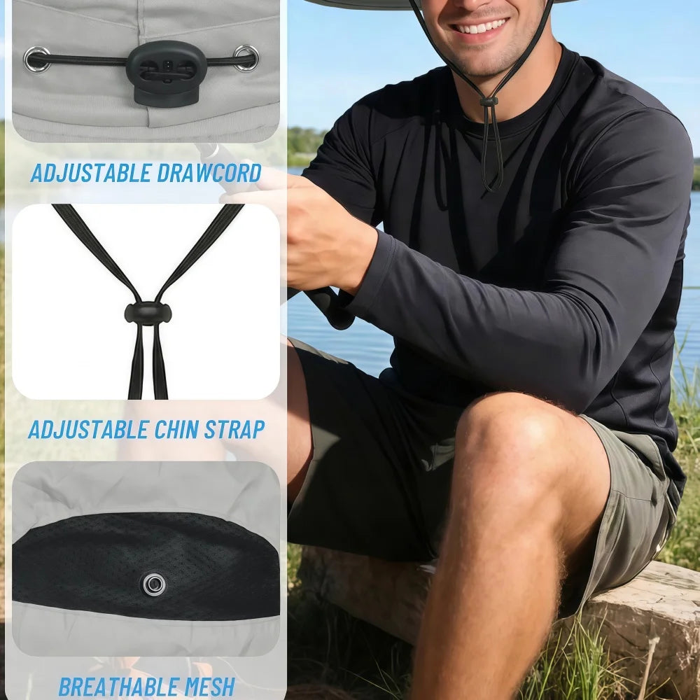 Wide Brim Solar Fan Sun Hat With Dual Fans