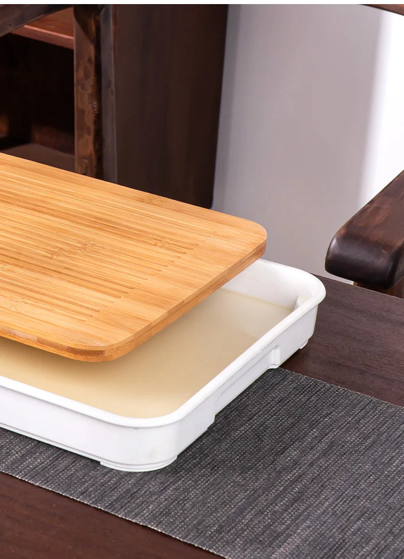 Bamboo Tea Tray Home Living Room Kungfu Tea Set Small Tea Tray Draining Dry Soaking Table Storage Wet And Dry Use