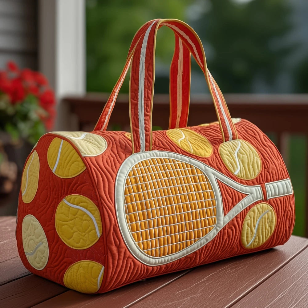 Tennis Racket 3D Printed Quilted Duffel Bag Large Capacity Sports Travel Gym Bag Fashion Weekender Overnight Bag for Men Women