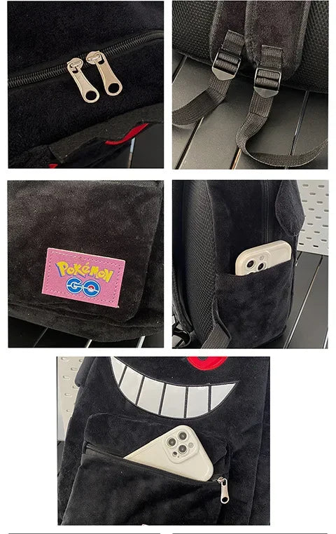 Gengar Plush Backpack Large Capacity Soft Shoulder Bag