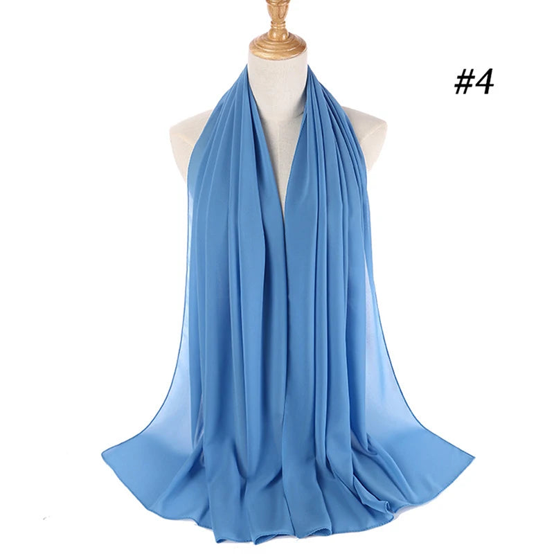 Muslim Chiffon Hijab Women Bubble Chiffon Scarf For Women Ladies Veil Muslim Islam Solid Color Malaysia Wrap Scarves