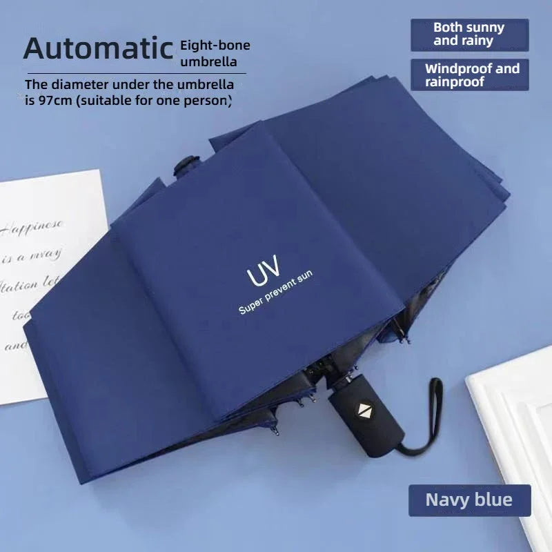 Fully Automatic Folding Umbrella Travel Camping Sun Rain Protection UV Blocking Compact Outdoor Umbrella