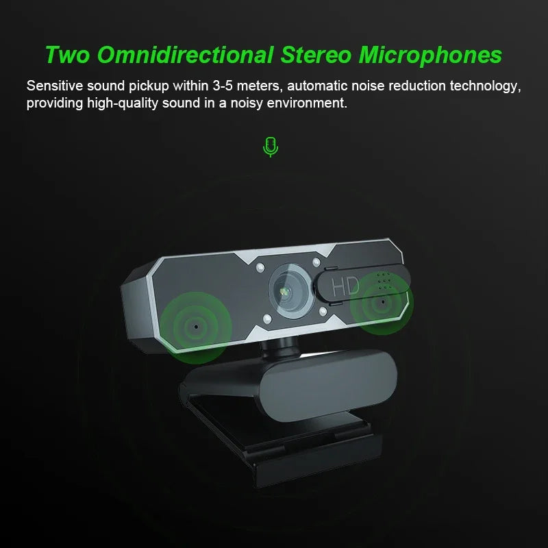 1080P Gaming Webcam 60FPS Autofocus Fill Light Camera Privacy Cover 7 Colors RGB Fill Light Stereo for Laptop Live Streaming