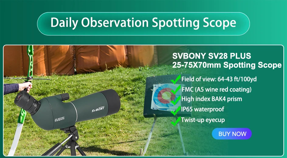 SV401 20-60x80 Spotting Scope BK7 Silver + MC Prism IPX6 Waterproof spyglass with Tripod Camping Equipment