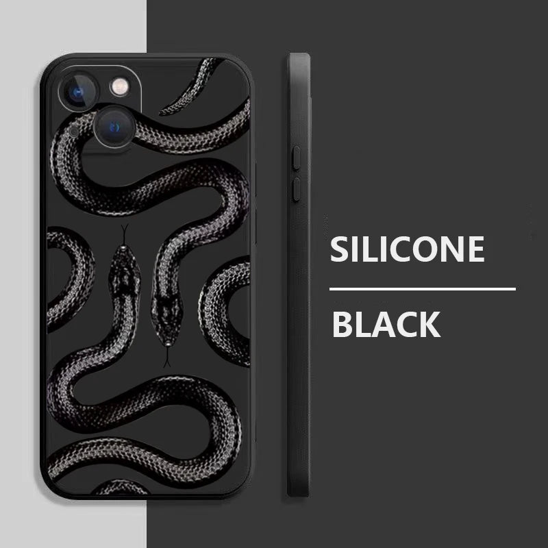 Luxurious Black Snake Phone Case For Samsung S20 S21 FE S22 S23 Plus S24 Ultra