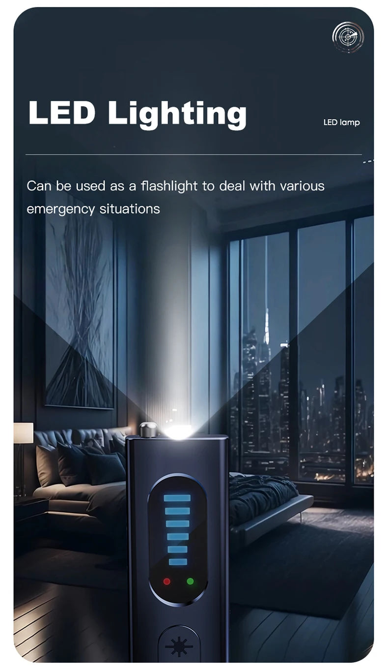 T18 hidden camera detector, camera detector, insect and hidden camera detector, RF signal scanner, home wireless charging, offic