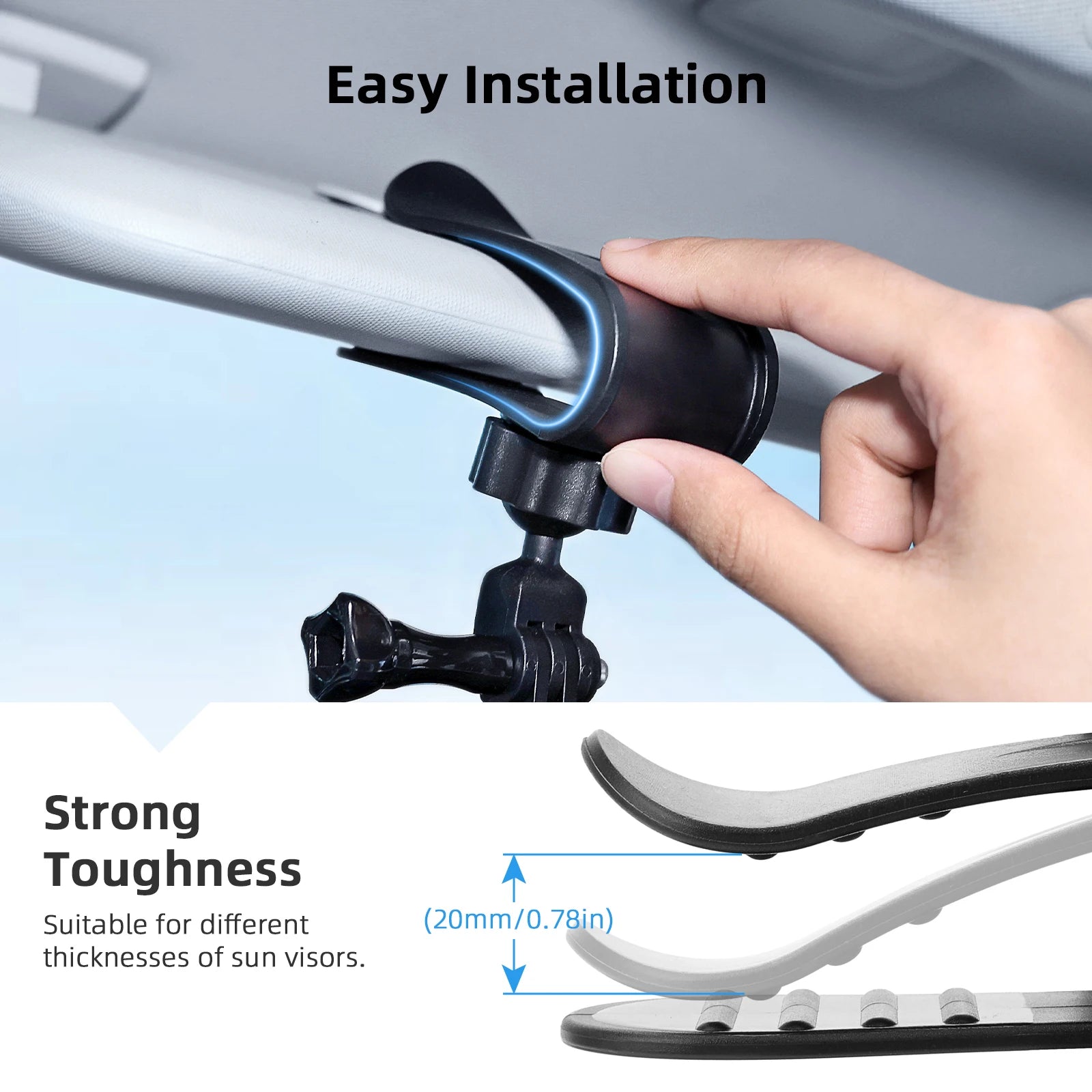 Car Sun Visor Camera Mount with Phone Clip for Cell Phone for GoPro Hero 12 11 10 9 8 for Insta360 X3 One X2 Accessories