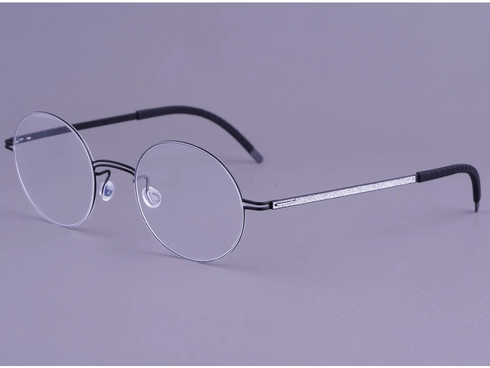 Round Screwless Pure Titanium Eyeglasses Frame