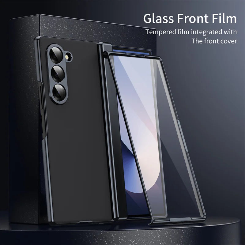 Plating Hard Shell Hinge Protection Phone Case for Samsung Galaxy Z Fold 6 5 4 3 5G Full Package Steel Film Protective Cove