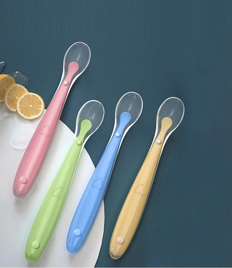 Baby soft silicone Spoon With Storage Box Spoon Baby Feeding Tableware Candy Color Feeder Children's Feeding Supplies Baby Items