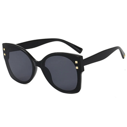 Cat-Eye Frame Retro Sunglasses Fashion Glasses Round Full Frame Gradient Lens With Glasses Case