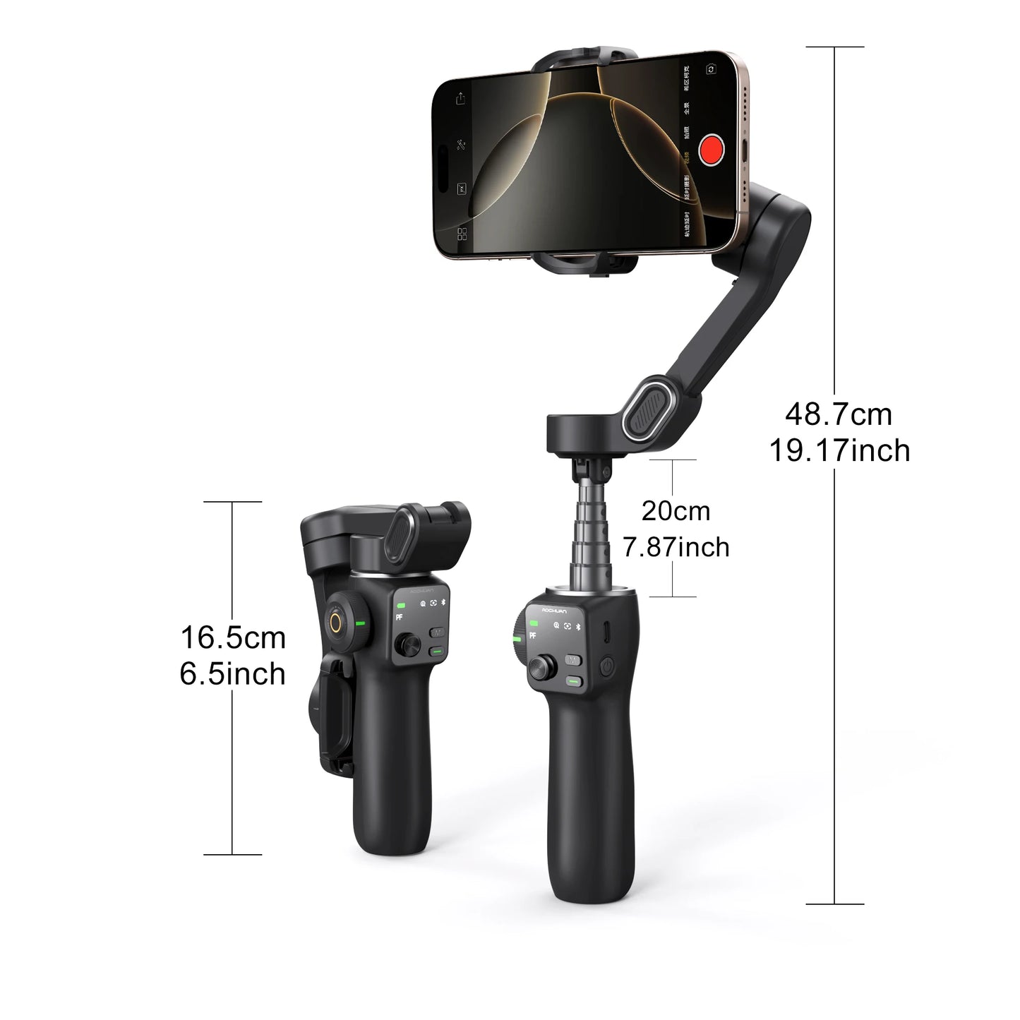3-Axis Handheld Gimbal Phone Stabilizer with Extension Rod  8.0 Anti Shake Face Tracking for Phone Outdoor Shooting Vlog