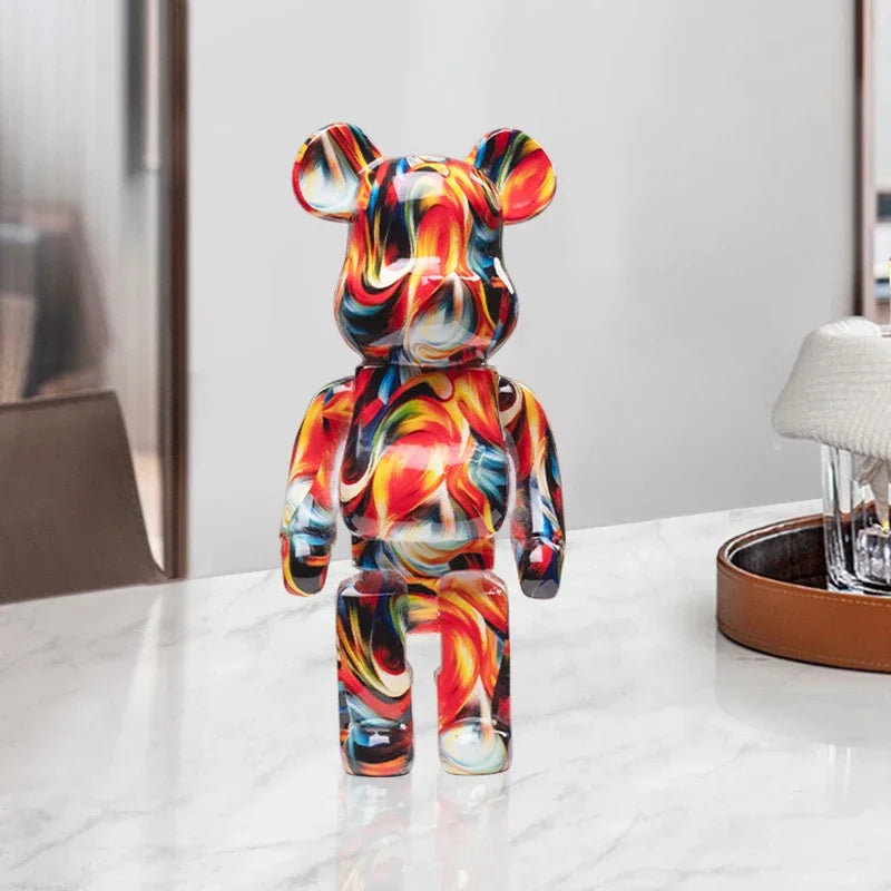 27cm Graffiti Bear Figurine Home Decoration Animal Statue Storage Money Jar Modern Room Sculpture Table Decor  Statues