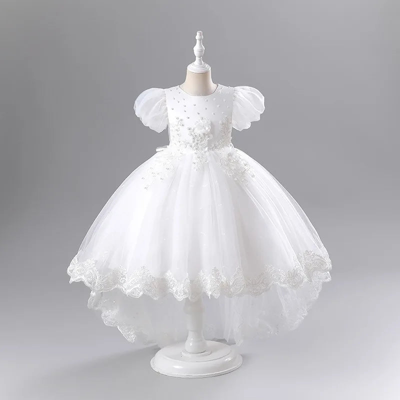 Princess Dress for Girls Elegant Long Tulle Gown  Flower Girl Wedding Dress, Birthday Party Gown, Pageant Costume