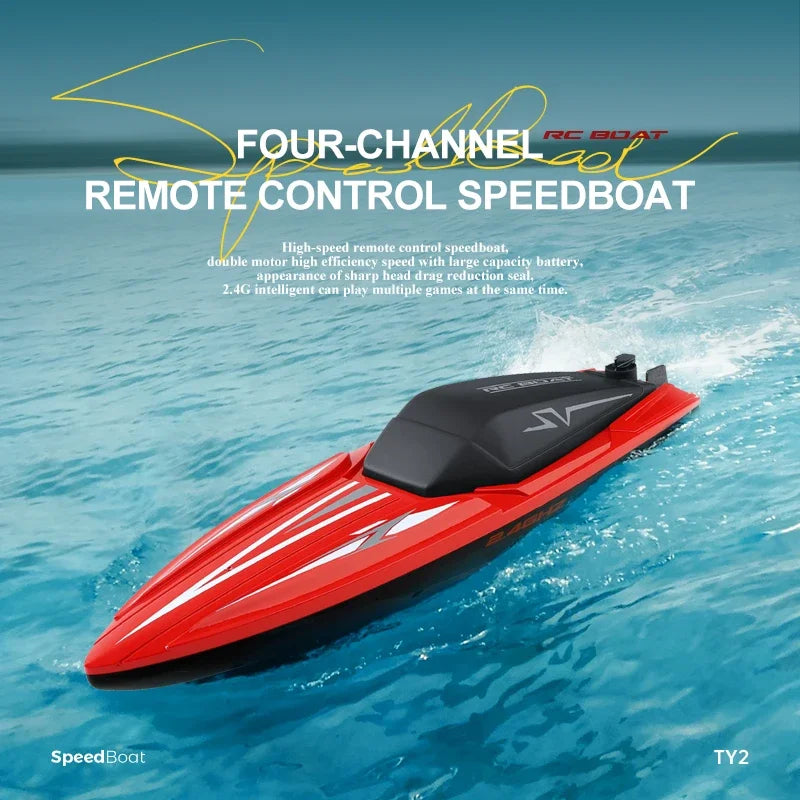 Rc Boat High-Speed 4Ch Dual Motor Outdoor Waterproof Remote Control Speedboat Racing Ship Water Pool Toy Boat for Boys Gift