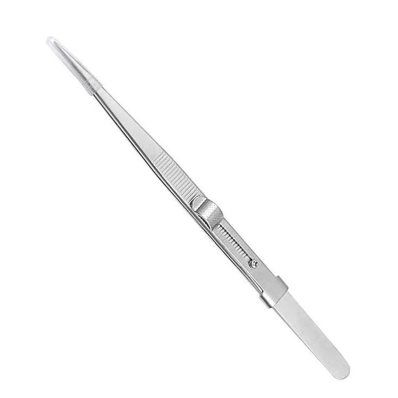 16CM Professional High Precision Stainless Steel Jewelry Tweezers Sandblasting DIY Diamond Gem Jewelry Jeweler's Slotted Buckle