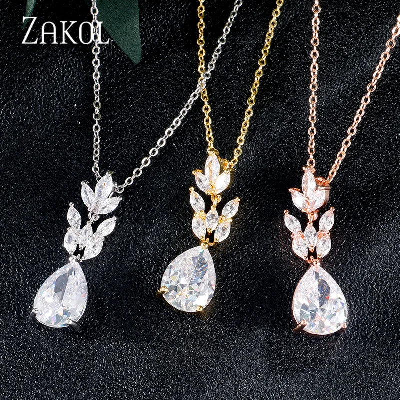 Water Drop Cubic Zirconia Pendant Necklace