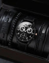 Luxury Minimalist Watch Bracelet Set Business Brown Leather Quartz Wrist Watches for Men