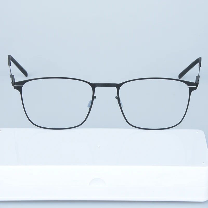 Mens Square Screwless Stainless Steel Eyeglasses Frame