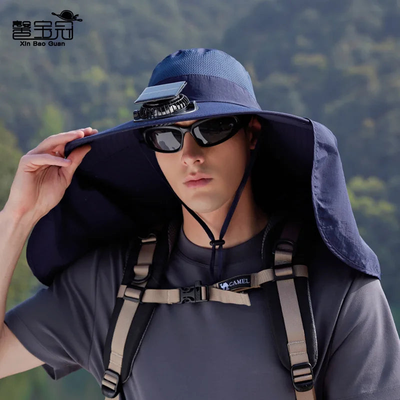 Wide Brim Solar Fan Outdoor Sun Hat