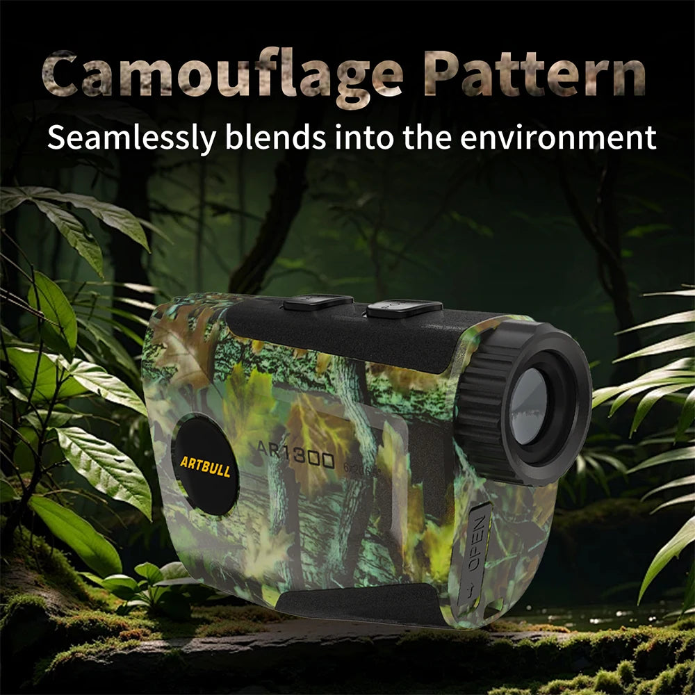 Camouflage Rechargeable Golf & Hunting Laser Rangefinder with Flag-Lock Vibration