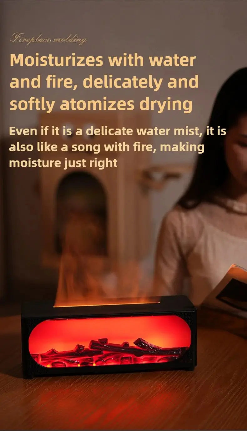 Simulated fireplace charcoal fire humidifier with Bluetooth stereo multifunctional aromatherapy silent fog air humidifier home