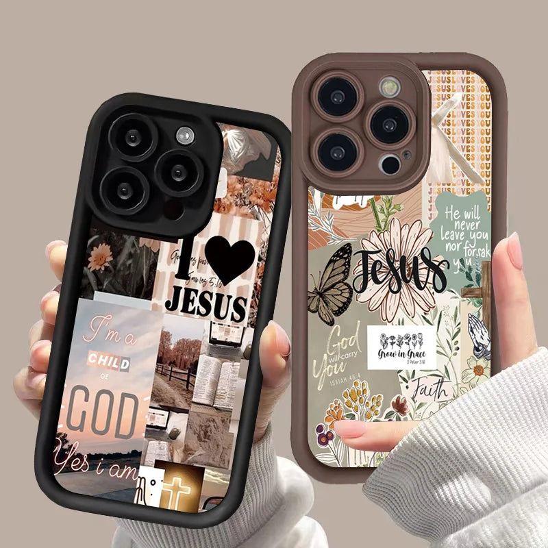 Jesus Collage Pattern Thick Shockproof Phone Case For iPhone 17 16 Pro Max Air 16E 15 14 Cover