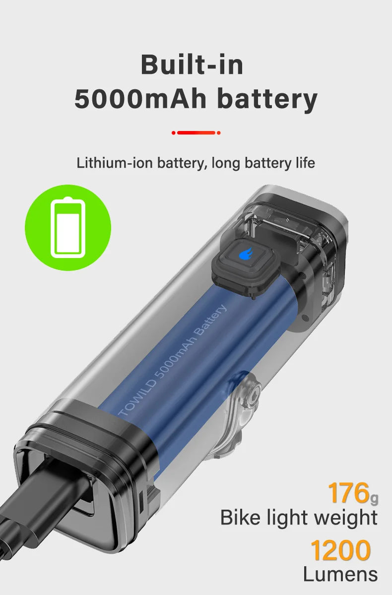 CL1200 Smart Bike light Remote Control Bicycle Lights 5000mAh battery Type-C Rechargeable Road MTB IPX6 Bicycle headlight