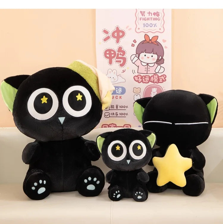 Kawaii Black Cat Plush Stuffed Doll Cloud Pillow Toy