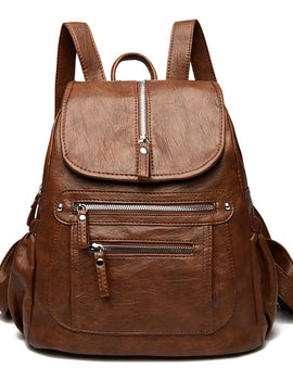 Soft Leather Backpacks High Capacity Female Back Pack Casual Travel Ladies Bagpack