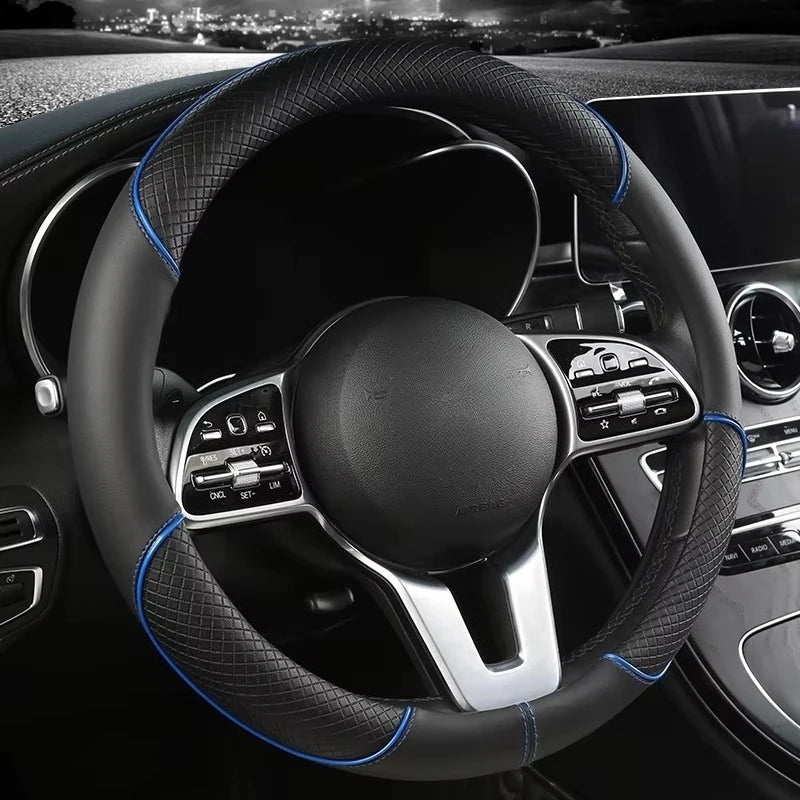 Universal Leather Diamond Steering Wheel Cover 37CM 38CM