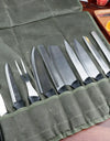 Portable Kitchen Chef Knife Bag With Tools Storage Pockets Waxed Canvas Cooking School Camping Knives Carry Case Roll Organizer