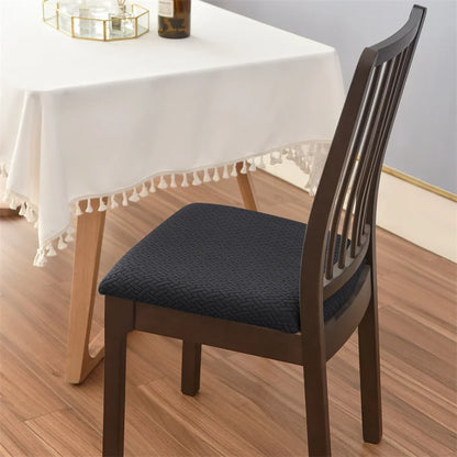 4pcs/set Stretch Dining Chair Seat Covers Jacquard Elastic Upholstered Chairs Cushion Slipcover Anti-Dirty Protector Removable