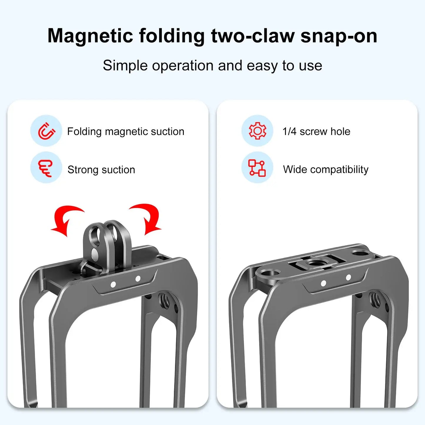 Metal Camera Cage with Dual Cold Shoe Mounts for Insta360 X4 Air