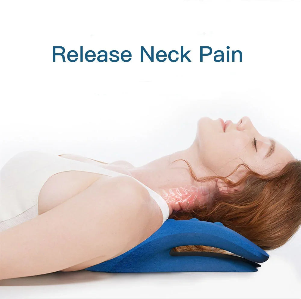 PurenLatex Lumbar Retractor Pillow PU Neck Tration Pillow Gravity Stretch Cervical Vertebra Massage Spots Orthopedic Pillow