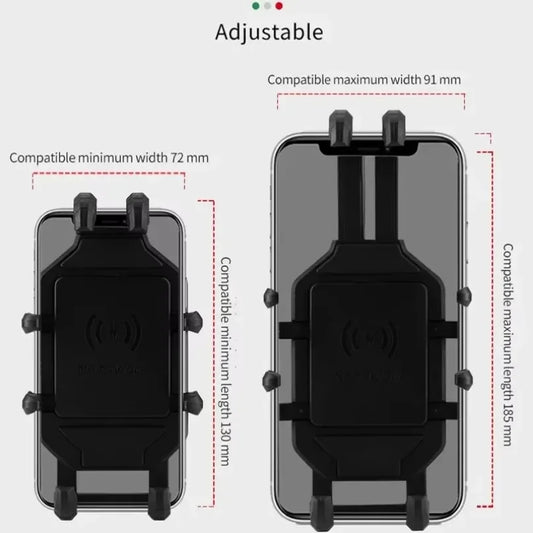 Anti-Thief Motorcycle Bike Mobile Phone Holder Fast 15W Wireless Charging Charger Cycling Mirror Stand Handlebar Mount