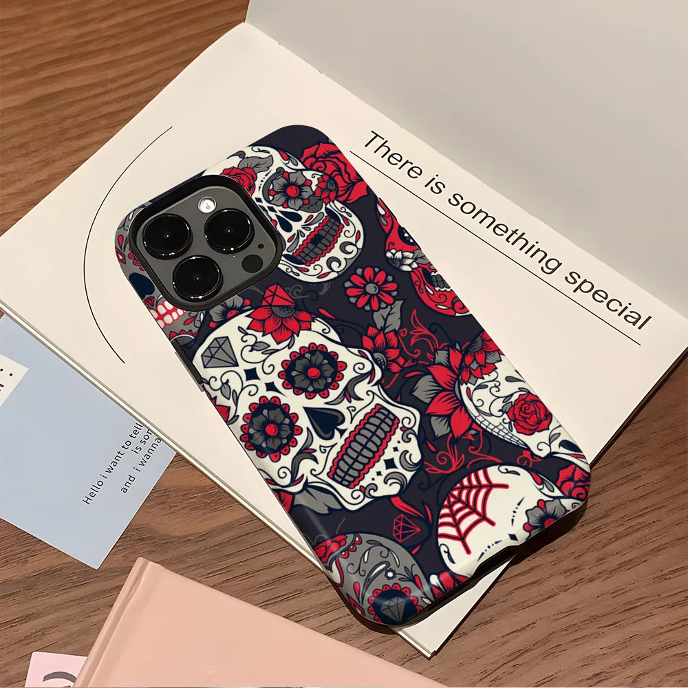 Art Drawing Flower Printed Daisy Phone Case for iPhone 16 15 13 14 Pro Max 16 15 Plus 2 in 1 Hard Protection Cover