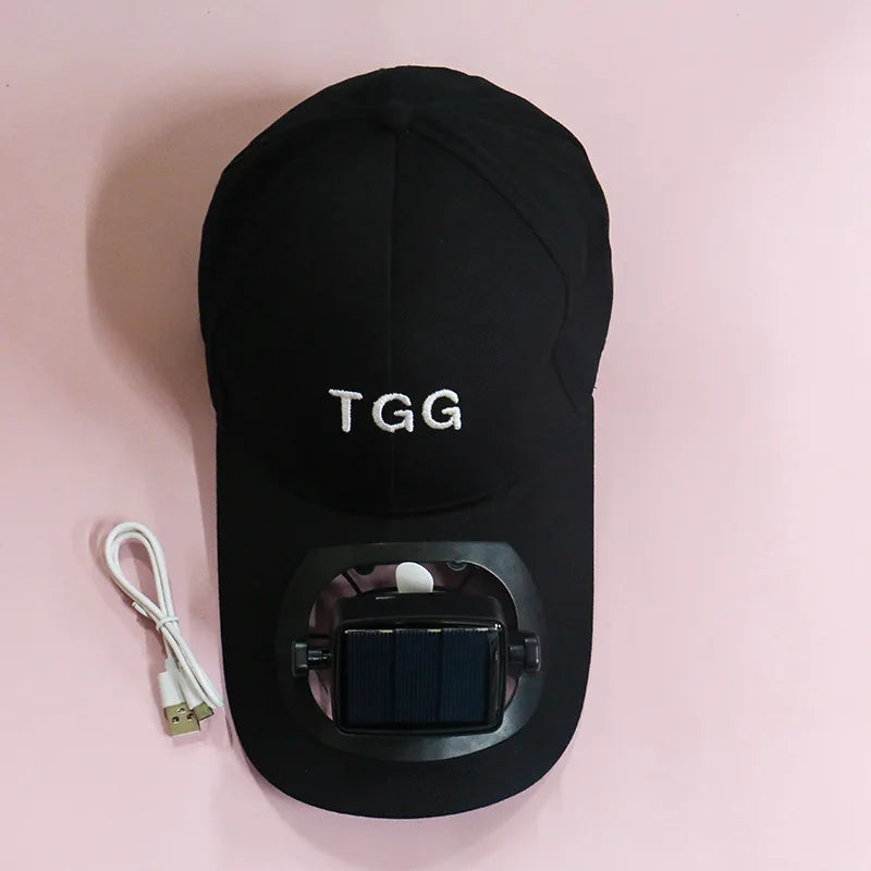 Wide Brim Solar Fan Hat With Detachable Fan