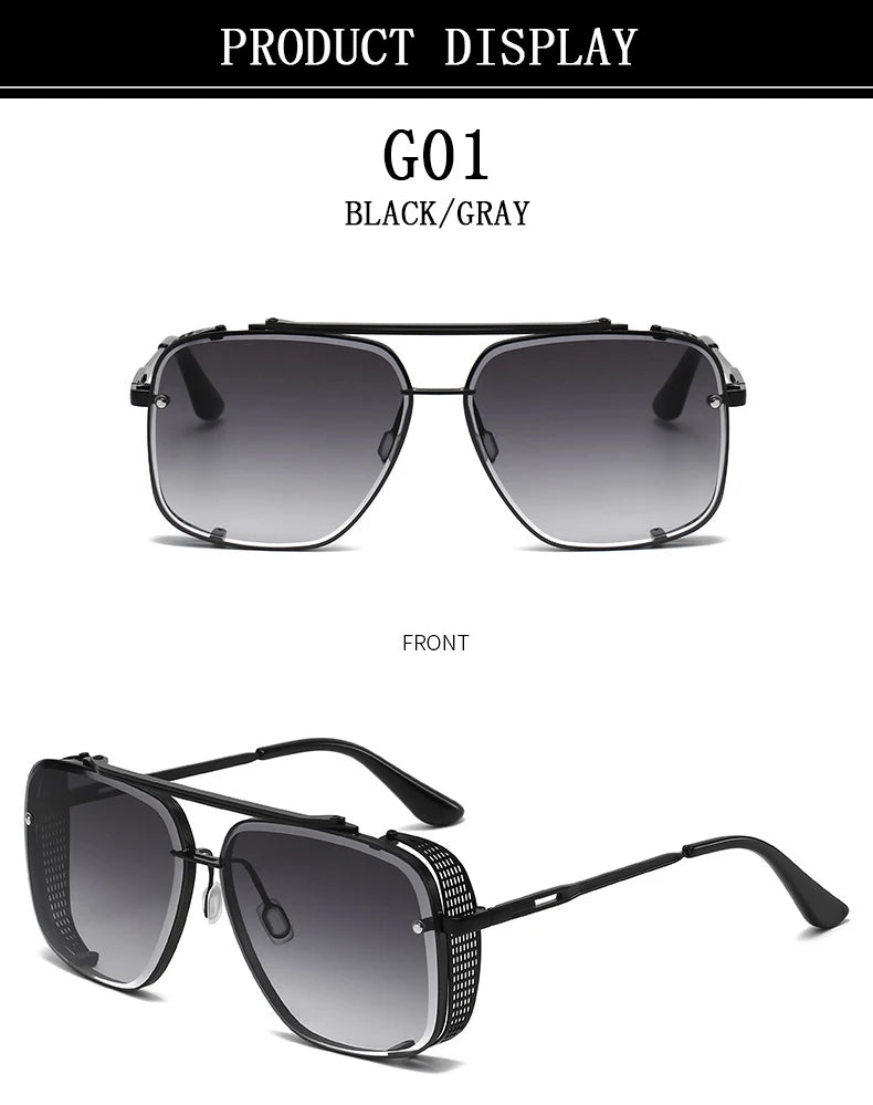 Vintage Steampunk Square Sunglasses With UV400 Protection