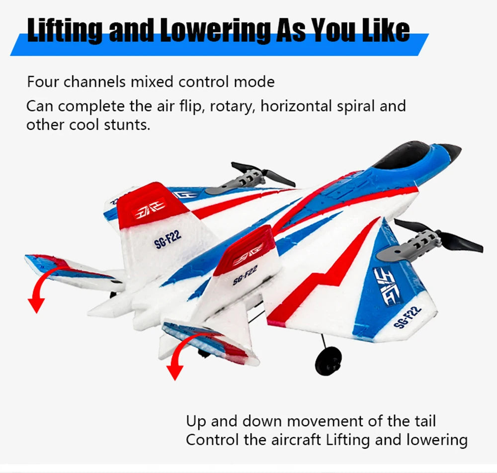 RC Plane F22 Stunts Plane 2.4G Radio Control Glider Remote Control 3D Plane Glider Airplane EPP Foam Boys Toys for