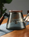 Easy One Click Tea Separation Filtration Glass Teapots With Wood Handle 850ml Tea Water Separation Tea Pot With Infuser Filter