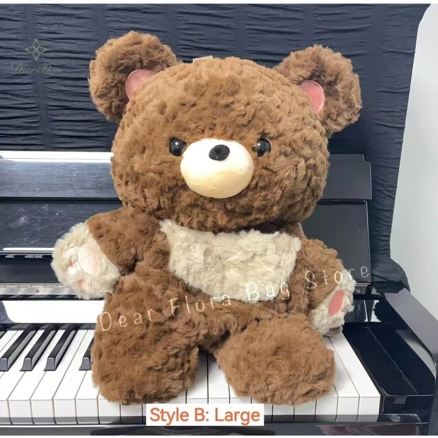 Y2K Cute Brown Bear Plush Backpack Soft Shoulder Bag