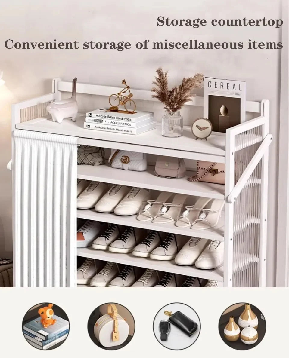 Multi-Layer Folding Shoe Cabinet Phyllostachys Pubescens Space Saving Stand Storage Shelves Explosion-Proof Folding Shoe Rack