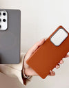 Luxury Leather Pattern For Magsafe Magnetic Phone Case For Samsung S25 Ultra S24 Plus S23 S22 S21 S20 FE Matte Shockproof Cover