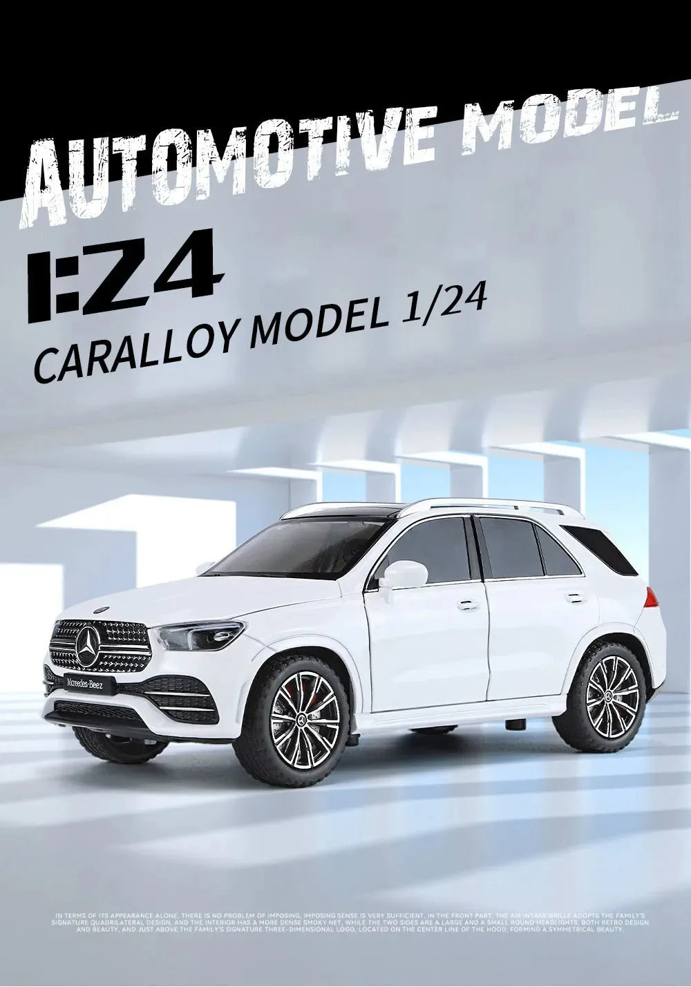 1:24 Scale S400L GLE350 Car Toy Model Doors Opened Sound Light Pull Back Metal Diecast Miniature Vehicle Collection Gift