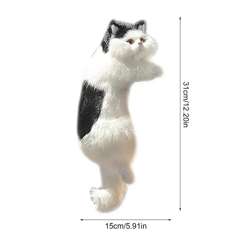 Simulation cat plush Doll Realistic Cute Cat Furry Hanging Ornaments Car Decoration Stuffed Animals Sculptures creative gift