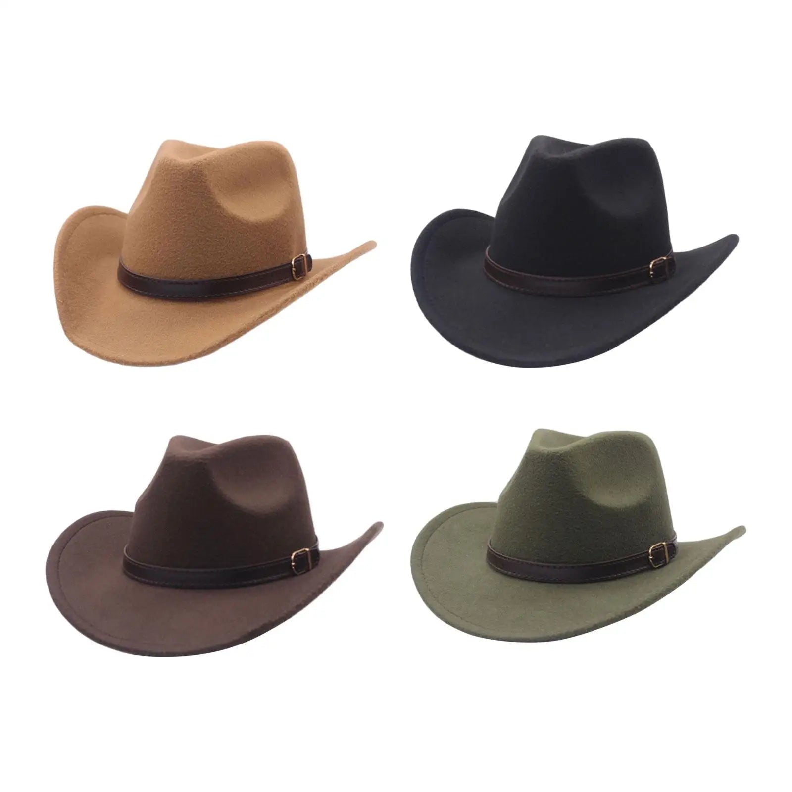 Western Cowboy Hat Versatile Comfortable Roll up Casual Cosplay with Buckle Belt