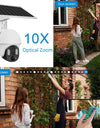 Outdoor Solar 4G Camera 10X Optical Zoom Night Vision Battery CCTV Monitor PIR Human Detection Waterproof Security Video Camera