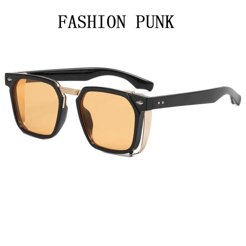 Vintage Square Punk Sunglasses With UV400 Protection