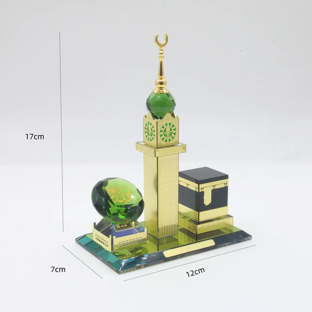Muslim Kaaba Clock Tower Model Muslim Building Model Islamic Architecture Handicrafts Souvenirs for Home Desktop Car Decor